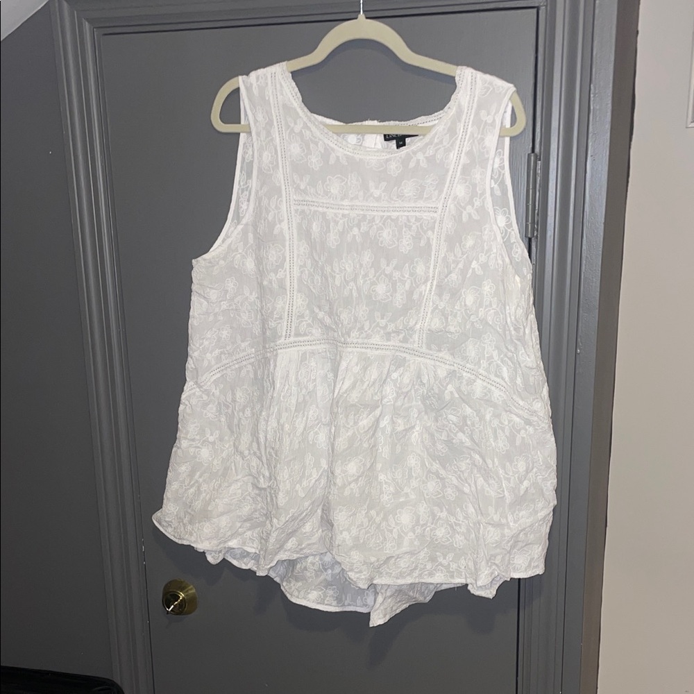 Lane Bryant White Embroidered Lace A-Line Tank